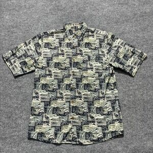 Shaver Lake Mens Button Down Shirt Size M Abstract Fish Short Sleeve Casual